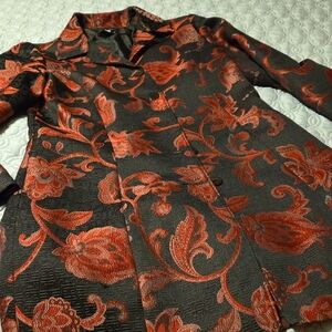 Multiples Red and Black Floral Long Jacket